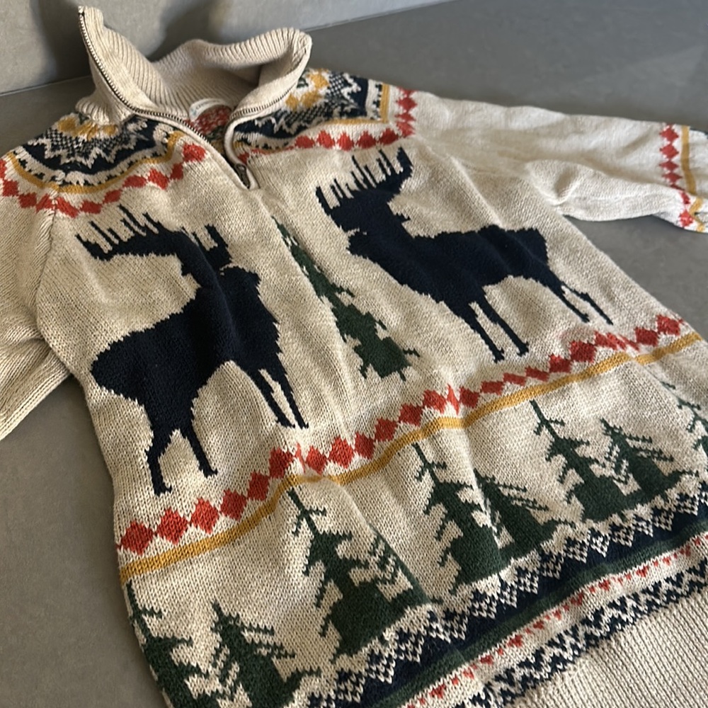 Crewcuts Deer Fair Isles half zip Sweater XL
